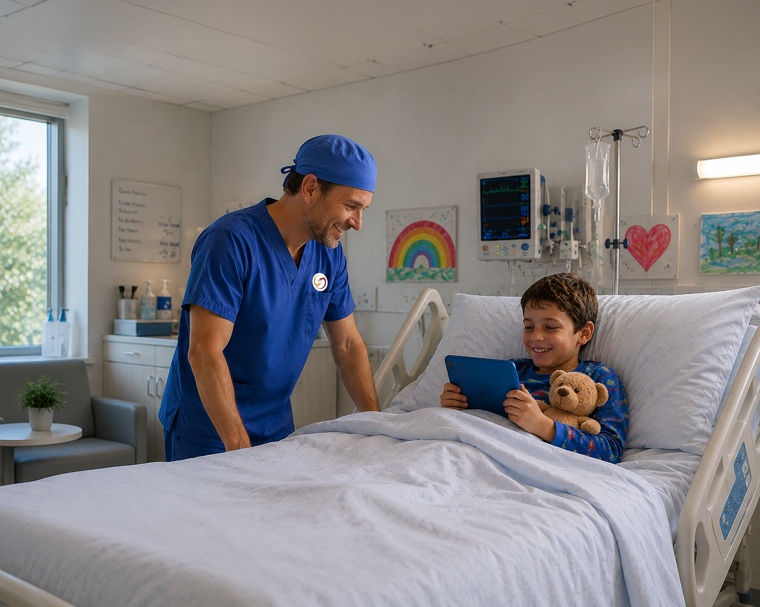 Medecin en consultation avec enfant